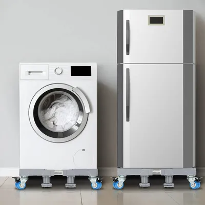 Produktbild von Jayseuw Waschmaschinen Untergestell Sockel mit 4 Doppelräder + 8 höhenverstellbare Füße bis 350kg zum Erhöhen von Großgeräten