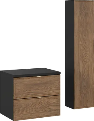 Obrázok produktu pre Kúpeľňová skrinka 60 cm Casella dub s hornou a vysokou skrinkou