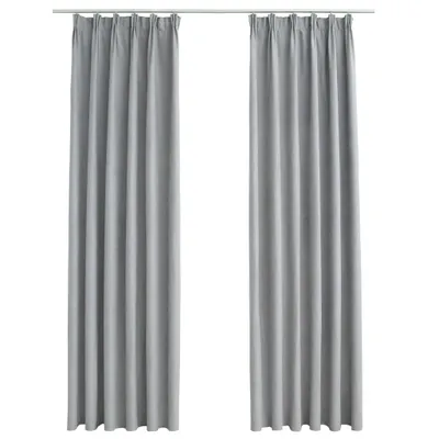 Image de vidaXL Rideaux occultants avec crochets 2 pcs. Gris 140x245 cm