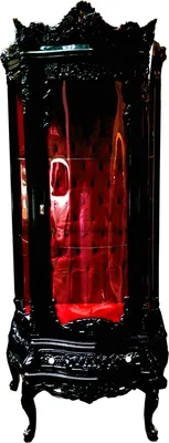 Immagine prodotto di Casa Padrino Vetrina barocca nera / bordeaux - Magnifica vetrina barocca con anta in vetro e splendide decorazioni - Mobili barocchi