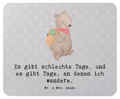 Produktbild von Mr. & Mrs. Panda Mousepad Bär Wandern - Grau Pastell - Geschenk, Mouse Pad, Bergsteigen, Natur Entdecken, mausteppich, Spazieren, Outdoor Sport, Mauspad, pc, laptop