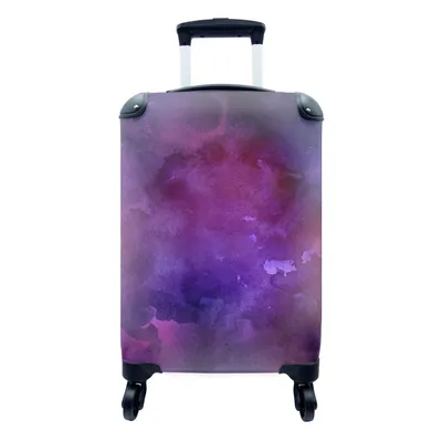 Obrázok produktu pre Kufrík Ručná batožina na kolieskach Malý cestovný kufor so 4 kolieskami Akvarel - Abstrakt - Fialová - Veľkosť kabíny < 55x40x23 cm & 55x40x20 cm -