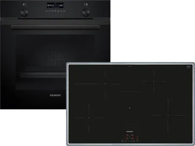 Produktbild von Siemens Set PQ524IA3BZ Pyrolyse-Backofen Deep Black Inox HB279GBB3 + Induktionskochfeld autark EH845BFB5E