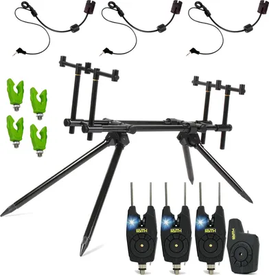Image de Ensemble Faith VX3 Rodpod Deluxe - Support pour cannes de pêche au carpe - Ensemble avec détecteurs de touche - Pêche au carpe