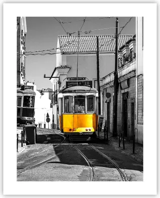 Produktbild von Poster - Poster ohne Rahmen - Straßenbahn Portugal Lissabon - 40x50 cm - Wand Bild - Wanddeko - Wandbilder - Kunstposter - Wandposter - Bilder - Kunstdruck - Wanddekoration - P2XPA40x50-4977