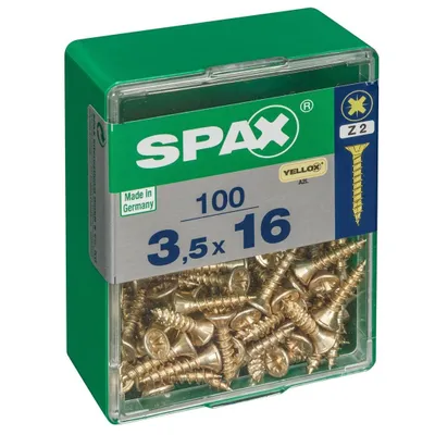 Immagine prodotto di Set di 100 viti in acciaio a testa svasata pozidriv SPAX, Diam.3,5 mm x L.16 mm
