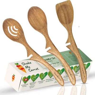 Obrázek produktu pro Dřevěná akáciová kuchyňská lžíce 32 cm sada s držákem