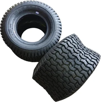 Two tires are shown against a white background. One tire is upright and the other is tilted.