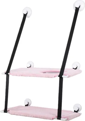 Produktbild von INF Winter Plüsch Katzen Hängematte mit Saugnapf - Warmer Katzenbett Rosa