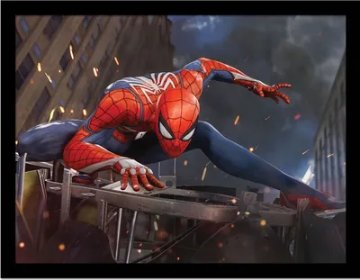 Produktbild von Spider-Man - Gerahmtes Poster "Stands On Ruins" PM8520 (40 cm x 30 cm) (Grau/Rot/Blau)