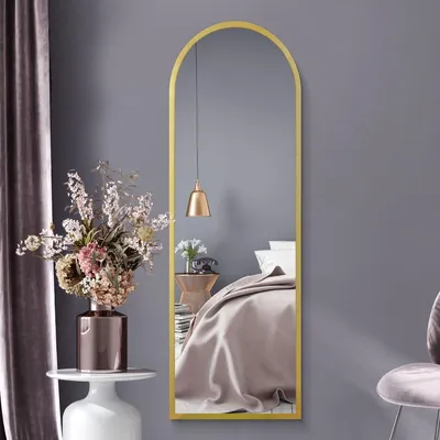 Gebogener Stand-/Wandspiegel 160x53 cm, Gold, Modern