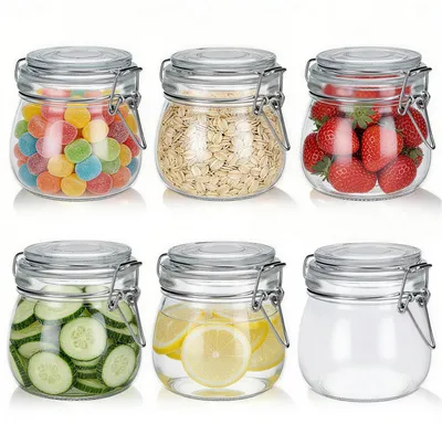 Vorratsgläser mit Clipverschluss, 6er Set, 500 ml, transparent