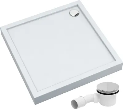 Produktbild von AQUABAD® Duschwanne Komplettset Ultima LeakProtect® Smooth White 90x90cm Quadrat mit Ablaufgarnitur Alcadrain A49CR