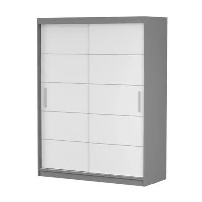 Image de Armoire à portes coulissantes Armoire 150 cm gris/blanc avec moulures Vista 06