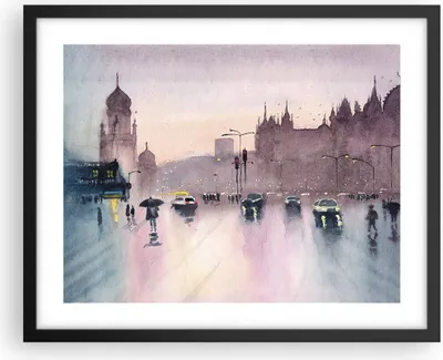 Produktbild von Gerahmtes Poster - Schwarzer Rahmen - Aquarell Stadt historische Denkmäler - 50x40 cm - Wand Bild - Wanddeko - Wandbilder - Kunstposter - Wandposter - Bilderrahmen - Bilder - P2BAA50x40-4579