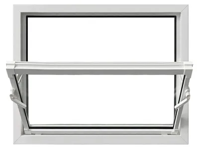 Obrázok produktu pre Okno do stajne Framex, biele, šírka x výška 90 x 60 cm (900 x 600 mm), jednoduché zasklenie, výklopné okno, okno z PVC pre hospodárske budovy a poľnohospodárstvo