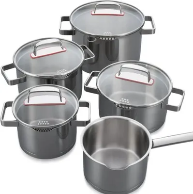Produktbild von Kelomat Kochtopfset Geschirrset mit Glasdeckel Creation S 9-teilig Edelstahl