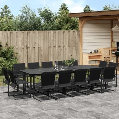 Zdjęcie produktu dla Maison Exclusive - 15-cz. zestaw mebli ogrodowych, czarny, textilene