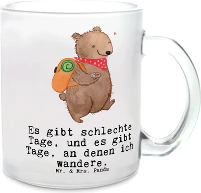 Produktbild von Mr. & Mrs. Panda Tee Tasse Bär Wandern - Transparent - Geschenk, Bergsteigen, Trinkglas, Häferl, Outdoor Sport, Teetasse, Spazieren, Natur Entdecken, Teeglas, Pott