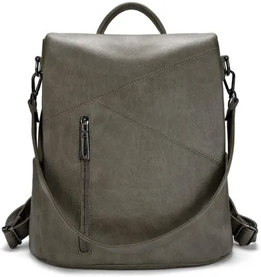 Image de Sac à dos en cuir vegan vert, sac de voyage à bandoulière