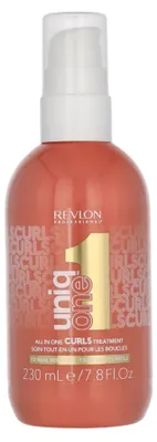 Obrázok produktu pre Revlon UniqOne Curls, Unisex, Profesionálny kondicionér na vlasy, Kučeravé vlasy, Všetky farby, Proti krepovitosti, Rozčesávanie, Výživný, Ochrana, Oprava, Lesk, Zmäkčovadlo, 230 ml