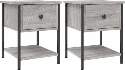 Produktbild von Nachttische 2 Stk. Grau Sonoma 34x35,5x45 cm Holzwerkstoff