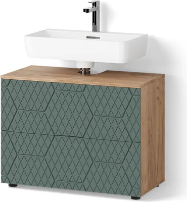 Produktbild von Waschbeckenunterschrank Livinity Ronco Grün 80 x 58.6 cm mit 2 Schubladen, Model 52904
