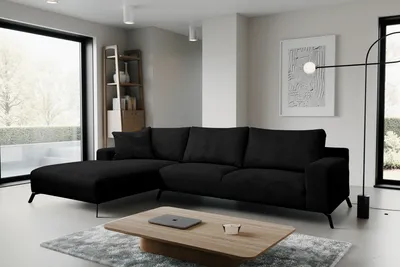 Produktbild von VENASI ASPEN CORD Links Ecksofa ohne Schlaffunktion Sofa L Form Eckcouch Couchgarnitur Couch SCHWARZ