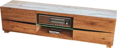 Produktbild von KAWOLA Lowboard YOSHA 2 Türen mit LED, Eiche 200x52x45cm