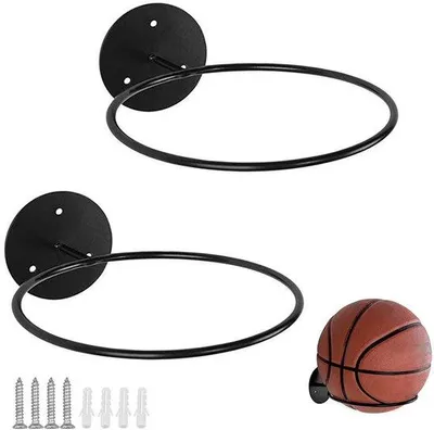 Produktbild von Fußballständer Wandmontiert - 2 Stücke - Schwarz Metall - Displayaccessoires - Stabil und Langlebig