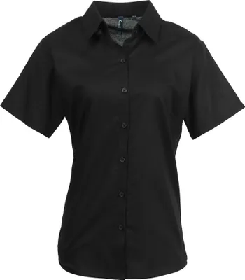 Produktbild von Premier Damen Oxford-Bluse / Bluse / Arbeitshemd, kurzärmlig RW2821 (46) (Schwarz)