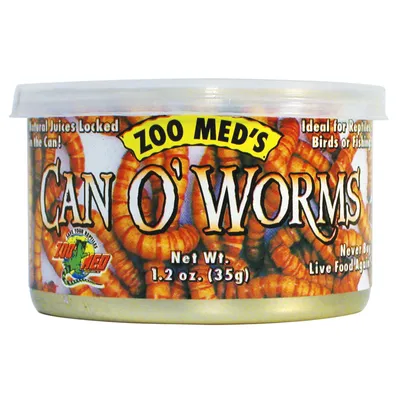 Produktbild von Zoo Med Can O' Worms 35g, 1er Pack Mehlwürmer für Reptilien, Amphibien und Vögel