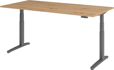 Produktbild von bümö Schreibtisch elektrisch XBHM - Nachbildung: Asteiche, Gestell: Graphit, Größe:  200 x 100 cm