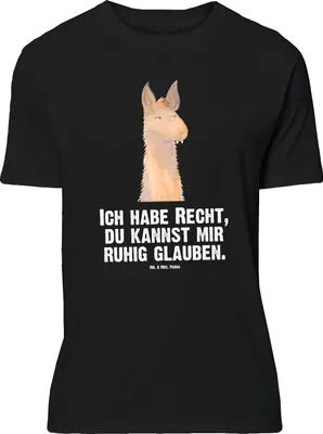 Produktbild von Mr. & Mrs. Panda Größe L T-Shirt Lamakopf Genervt - Schwarz - Geschenk, Freundin, Azubi, Büro, Büroalltag, Shirt, Lama, Lamas, Tshirt, mit Spruch