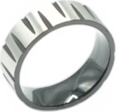 Produktbild von Exklusive Edelstahl-Ringe mit Rillenmuster Schwarz US9