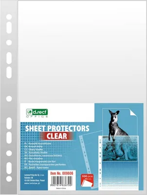Produktbild von D.RECT Prospekthüllen Dokumentenhüllen 55 µm/Mic/Mikron Stärke: 0,055 mm A4 100 Stück Folienverpackung Transparent glasklar