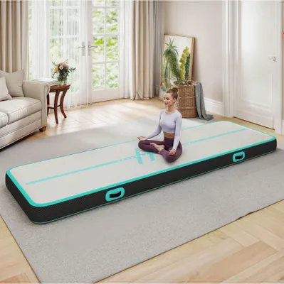 Produktbild von Air Matte Track, 400cm Tumbling Luft Matte/Kohlefaser/Pfadstil mit Luftpumpe, 10cm Hoch Tumbling Matte, Aufblasbar Gymnastikmatte fš¹r Training/Tumbling/Yoga/Outdoor/Fitness (mit Buchstaben)