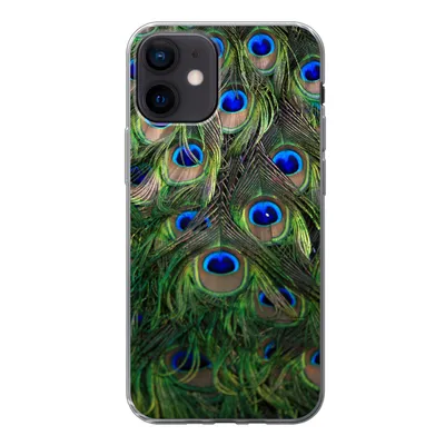 Produktbild von MuchoWow® Handyhülle Schutzhülle Hülle für iPhone 12 Nahaufnahme von Pfauenfedern Silikon Softcase Handy Hülle - Schutzhülle