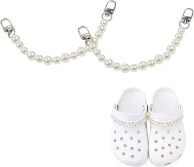 Produktbild von Set mit 2 dekorativen Schuhketten mit Perlen, baumelnder Schmuck für Mädchensandalen
