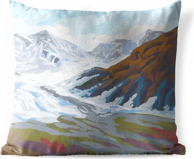 Produktbild von MuchoWow® Outdoor Kissen - Berg - Schnee - Himmel - 50x50 cm - Wetterfest - Lounge Kissen - Komfortabel - Kissen mit Bild