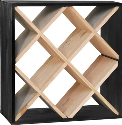 Produktbild von Weinregal 52 cm, Raute, schwarz-natur gebeizt, Holz