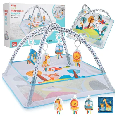 Produktbild von Malplay Lernmatte Spielmatter für Kleinkinder ab Geburt mit Maschenstäbchen Anhängern 76x76cm Geschenk