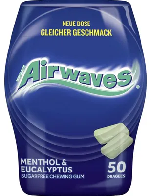 Zdjęcie produktu dla Airwaves bezcukrowa guma do żucia z mentolem i eukaliptusem 50x puszka