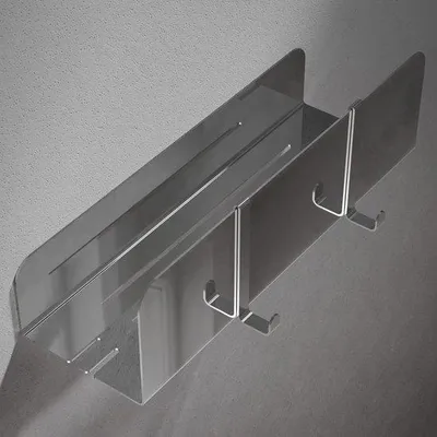 Produktbild von Duschablage aus Edelstahl – Klebender Badezimmerregal – Zur Organisation der Dusche – Montage ohne Bohren – 30 x 10 x 9 cm