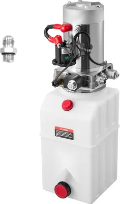 Produktbild von Hydraulikaggregat 12 V für Kippanhänger - Einfachwirkende Kipperpumpe - Metalltank 6,6 l - Max. Druck 220 bar - Fördermenge 3,4 l/min - Weiß