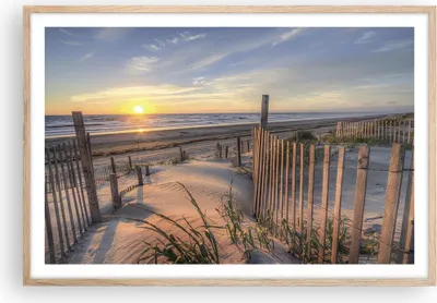 Produktbild von Gerahmtes Poster - Rahmen in heller Eiche - Westen Sonne Düne - 91,5x61 cm - Wand Bild - Wanddeko - Wandbilder - Wandposter - Bilderrahmen - Bilder - Kunstdruck - Wandbild - P2NAA91x61-4219