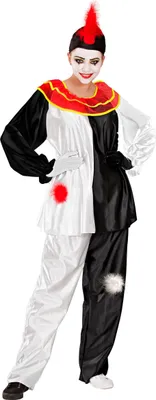 Produktbild von Harlekin Kostüm Pierrot schwarz-weiss-rot - M
