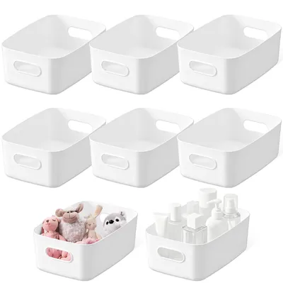 Produktbild von Set aus 8 Kunststoff-Aufbewahrungsboxen mit Griffen – Organizer für Küche und Badezimmer