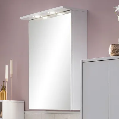 Produktbild von Spiegelschrank mit Beleuchtung SARAY-80 in Kreideweiß, B/H/T: ca. 50,4/72,3/23,7 cm