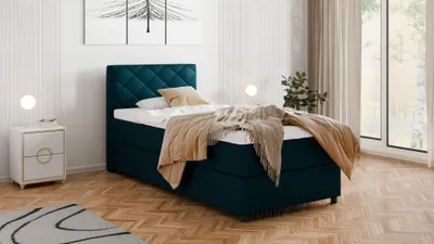 Produktbild von BOXSPRINGBETT Diamaro 100x200 cm mit Bettkasten und Topper - Dunkeltürkis
